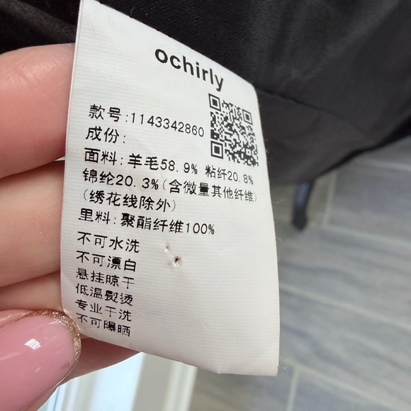 Ochirly  Chic Black Floral 4/5 Sleeve wool coat embroidery fit S - Picture 10 of 16